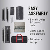 Coleman Cabin Camping Tent with Screened Porch, 4/6 Person Weatherproof Tent with Enclosed Screened Porch Option, Includes Rainfly, Carry Bag, Extra Storage, and 10 Minute Setup