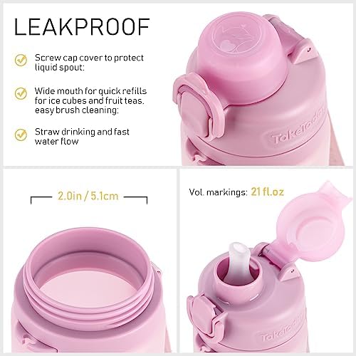 Collapsible Water Bottles 20oz, Leak Proof, BPA-Free, Foldable Silicone Travel Water Bottle with Straw Strap for Cycling, Hiking, Outdoors