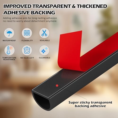 Weather Stripping Door Seal - Self Adhesive Weather Strip Silicone D Shaped Seal Strip for Door Frame/Window Seal (40FT Black 3/8" W × 1/4" T)