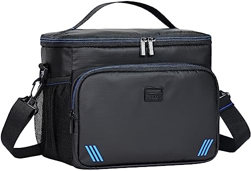 ZEEMO Insulated Lunch Bag for Men Women, Cooler with Adjustable Shoulder Strap, Leakproof Box for Work, Picnic, Black
