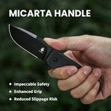 Kizer Nice Guy Pocket Folding Knife, 2.84" Nitro V Blade, Lightweight Sharp Camping and Hiking Knife, Comfort Micarta Handle, Liner Lock Flipper Knife V3011A3