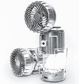 Camping Lanterns with Fan,Solar Camping Fan Charging for Phone, Rechargeable LED Lanterns Camping Fans for Tents Power Outage Hurricanes Camping Gear(Silver)