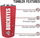 Campus Colors NCAA Stainless Steel Tumbler perfect for Gameday - 18 oz - Double Walled - Keeps Drinks Perfectly Insulated (Ohio State Buckeyes - Red)