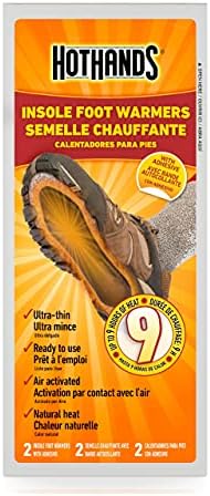 HotHands Insole Foot Warmers - Long Lasting Safe Natural Odorless Air Activated Warmers - Up to 9 Hours of Heat - 16 Pair, Black