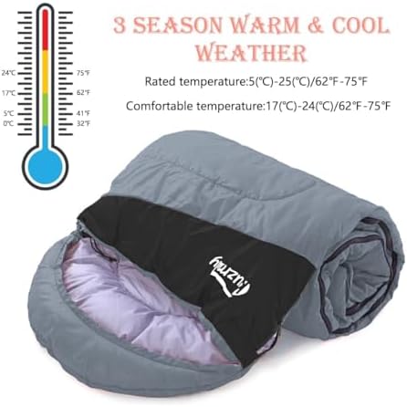 Camping Sleeping Bag 3 Seasons Lightweight &Waterproof with Compression Sack Camping Sleeping Bag Indoor & Outdoor for Adults & Kids