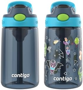 Contigo AutoSpout Water Bottle, 14oz, Pack of two, Blueberry/Blue Raspberry & Blueberry Nightfall