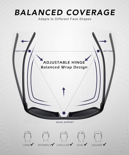 Polarized Sunglasses Men, Mens Sunglasses Polarized UV protection Lightweight Sun Glasses for Driving Fishing Golf