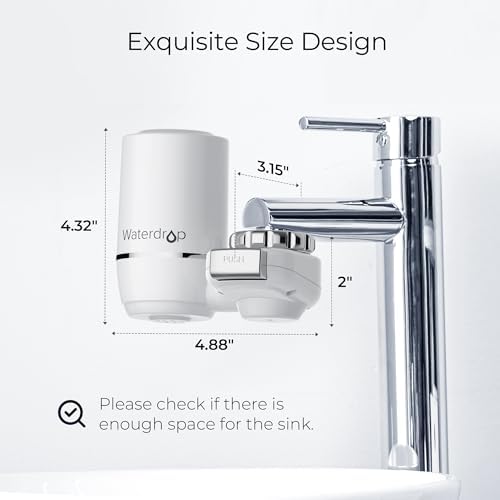 Waterdrop Sink Filter Water Faucet for Skin Care, Bathroom Faucet Filter, 320 Gallons, NSF Certified Water Purifier, 0.01μm Ultra-Filtration System, Reduces Chlorine Lead-Free Material, 1 Filter White