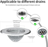 Drain Hair Catcher for Shower & Kitchen Sink - Patented Stainless Steel Bathtub Drain Hair Trap Strainer, Easy Clean, Prevents Clogs in Bath Tub, Sink Drains (2 Pack)