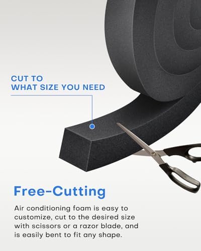 3Packs Air Conditioner Foam Tape with Adhesive, 1''X1''X 6.5 Ft Window Weather Stripping, High Resilience Ac Window Seal Kit Foam Insulation for Winter Summer (6.5ft X 3 Rolls, Black)