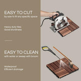 10 Pcs Interlocking Deck Tiles, Patio Flooring - Outdoor Waterproof Acacia Wood Tiles for All Weather Use - Balcony, Backyard, Indoor & Outdoor (Dark Brown, 10 Pcs - 12.1 Square Ft)