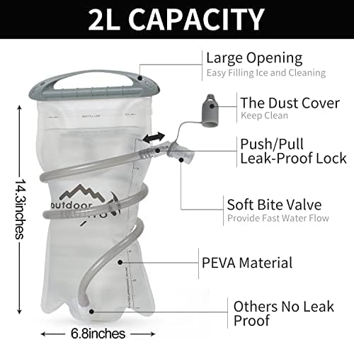 Hydration Pack Backpack, Lightweight Water Backpack with 2L Leakproof Hydration Bladder Daypack for Men Women,Running Hydration Vest for Outdoor Trail