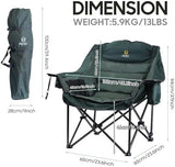 Nice C Camping Chairs, Oversized XL Padded Camping Chair, Outdoor Chair, Camp Chair, Lounge Chair, Wide&Thick, Heavy Duty 400lb, Carry Bag, Cupholder & Cooler (One Green)