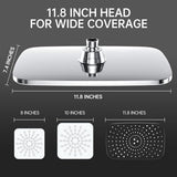 Veken 11.8 Inch High Pressure Rain Shower Head -Shower Heads with 5 Modes Handheld Spray Combo- Wide RainFall shower with 70" Hose & Bracket- Adjustable Dual Showerhead with Anti-Clog Nozzles - Chrome