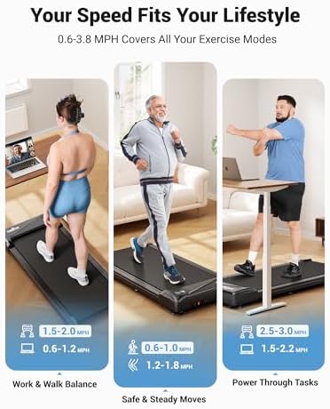 THERUN Walking Pad Treadmill Under Desk, Portable Mini Treadmill for Home/Office, Walking Pad Treadmill 2.5HP, Walking Jogging Machine with 265 lbs Weight Capacity Remote Control LED Display