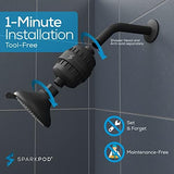 SparkPod 23 Stage Shower Head Filter for Dry Hair and Skin - High Output Universal Shower Filters to Remove Toxic Chemicals, Chlorine & Heavy Metals (Midnight Black Matte)