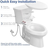 Bidet Attachment for Toilet, Self-Cleaning Dual Retractable Nozzles Bidet, Non-Electric Adjustable Water Pressure for Hygienic Rear & Feminine Wash, Easy Installation Ultra-Slim (Rose Gold)