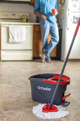 O-Cedar Easywring Microfiber Spin Mop & Bucket Floor Cleaning System with 4 Extra Refills