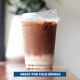 Freshware 16 oz Clear Disposable Plastic Cups with Strawless Sip Lids, 100 Pack Clear Plastic Tumblers, Heavy-duty Party Glasses, Disposable Cup for Thanksgiving, Halloween, Christmas Party