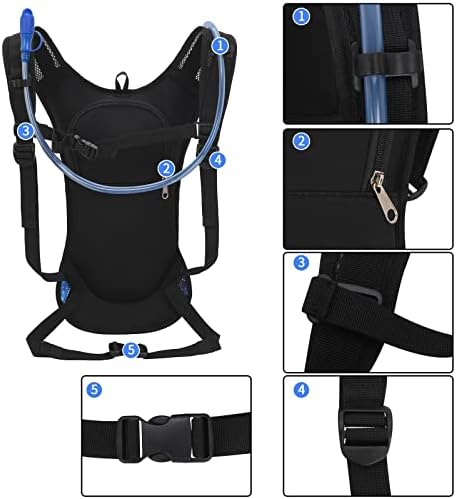 Roptat Hydration Backpack Pack with 2L Hydration Bladder - Lightweight Water Backpack Water Pouch for Women Men Running Riding Biking Music Festival
