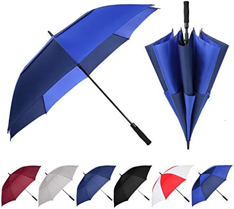 Golf Umbrella Large 62/68/72 Inch, Extra Large Oversize Double Canopy Vented Windproof Waterproof Umbrella, Automatic Open Golf Umbrella for Men and Women and Family.