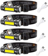 LED headlamp Flashlight 4-Pack LED Rechargeable Headlamp Headlight for Running, Camping, Hiking and More Lumens USB Rechargeable Headlight, Outdoor Camping Cycling Fishing, headlamp Flashlight