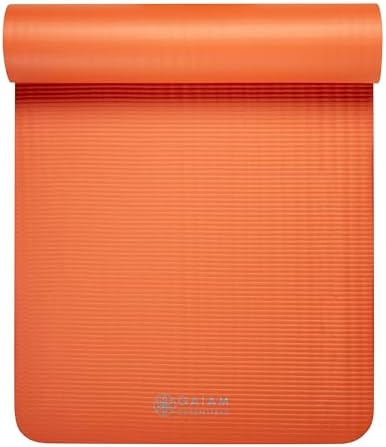 Gaiam Essentials Thick Yoga Mat Fitness & Exercise Mat with Easy-Cinch Yoga Mat Carrier Strap, 72"L x 24"W x 2/5 Inch Thick