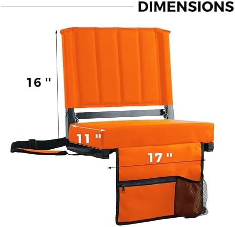 SPORT BEATS Stadium Seats with Back Support Bleacher Chairs with Back and Cushion Thick Padded Bleacher Seats Includes Shoulder Strap