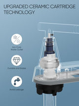 Cobbe 4 inch Brushed Nickel Bathroom Faucets with Pop up Drain and Two Supply Hoses, Lead-Free Stainless Steel 2 Handle Centerset Faucet for Vanity, RV