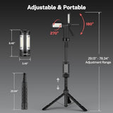 OGERY Rechargeable 10000mAh Camping Light with Stand 6.5 ft Max Height, Cordless Work Light with 3 LED Lamp Heads, 2200 Lumens Camping Essentials Gear Emergency Flashlight with Detachable Tripod