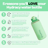 Hydracy Water Bottle with Time Marker -Large BPA Free Water Bottle & No Sweat Sleeve -Leak Proof Gym Bottle with Fruit Infuser Strainer & Times to Drink -Ideal for Fitness Sports & Outdoors