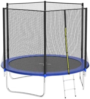AOTOB 8FT 10FT 12FT 14 FT 15FT Trampoline with Safety Enclosure Net，Outdoor Trampoline with Basketball Hoop, Heavy Duty Jumping Mat and Spring Cover Padding for Kids and Adults, Storage Bag and Ladder