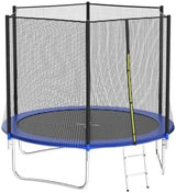 AOTOB 8FT 10FT 12FT 14 FT 15FT Trampoline with Safety Enclosure Net，Outdoor Trampoline with Basketball Hoop, Heavy Duty Jumping Mat and Spring Cover Padding for Kids and Adults, Storage Bag and Ladder