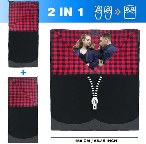 Backpacking Flannel Sleeping Bag Lightweight for Adults Hiking Ultralight Compact Sleeping Bag Portable Warm Weather Summer with Compression Sack