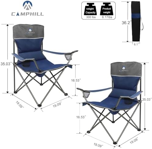 Camping Chair Set of 3, Outdoor Folding Camping Chairs for Heavy People with Cup Holder & Carry Bag,Collapsible Chair Include One Sofa Chair and Two Single Chair,Support up to 500lbs