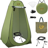 Portable Toilet Kit for Adults with Stainless Steel Toilet & Pop Up Privacy Tent, Instant Portable Outdoor Shower Tent Changing Room with Carry Bag