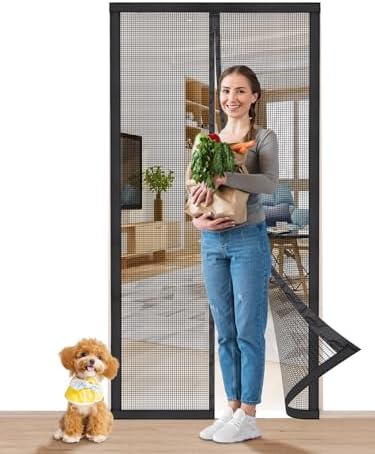 Magnetic Screen Door |Fits 36"x82" Door| Hands Free Retractable Screen Door Magnetic Closure Keeps Bugs Out | 2025 Upgraded PET- Tiny Hole | Self Sealing | Pet and Kid Friendly| 39 Inch x 83 Inch