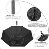 G4Free 47/54/62/68 Inch Automatic Open Golf Umbrella Oversize Extra Large Double Canopy Vented Windproof Waterproof Stick Umbrellas