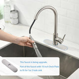 Havin Brushed Nickel Kitchen Faucet with Pull Down Sprayer, High Arc Stainless Steel Material, with cUPC Ceramic Cartridge,Fit for 1 or 3 Holes Kitchen Sink or Laundry Sink or bar Sink Faucet