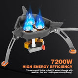 WADEO 7200W Windproof Camping Stove, Camping Gas Stove with Piezo Ignition, Two Fuel Canister Adapter, Carry Case, Portable Stove, Backpacking Stove for Outdoor Backpacking Hiking and Picnic