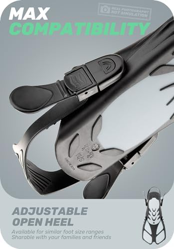 CAPAS Snorkel Fins, Swim Fins Travel Size Short Adjustable for Snorkeling Diving Adult Men Women Kids Open Heel Swimming Flippers