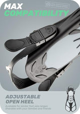 CAPAS Snorkel Fins, Swim Fins Travel Size Short Adjustable for Snorkeling Diving Adult Men Women Kids Open Heel Swimming Flippers