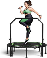 BCAN 450/550 LBS Foldable Mini Trampoline, 40"/48" Adult Fitness Trampoline with Bungees, U Shape Adjustable Foam Handle, Stable & Quiet Exercise Rebounder,Indoor/Outdoor Workout