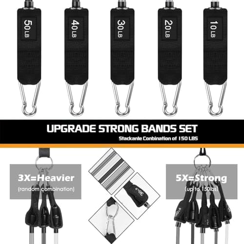 VEICK Resistance Bands, Exercise Bands, Workout Bands Set for Working Out with Handles for Men Women, Elastic Exercising Bands for Fitness Weights Work Out at Home Gym