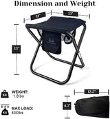 Upgraded 13 Inch Portable Folding Camping Stool with Side Pocket Mesh Pocket and Molle System, Lightweight Foldable Stool for Adults Gardening Travel BBQ Fishing with Carry Bag[Black]