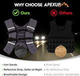 APEXUP Weighted Vest with 5lbs/10lbs/15lbs/20lbs/25lbs/30lbs Weights and Reflective Stripe, Weight Vest Men Women for Workout, Strength Training, Running
