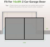Garage Screen Doors for 2 Car Garage, 16x8 Ft Magnetic Closure Heavy Duty Weighted Bottom Screen Self Sealing Fiberglass Mesh Retractable Net - Easy Assembly & Pass-Through Black