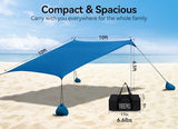 Beach Tent, Camping Sun Shelter 10 x 10ft, with 4 Sandbags, UPF50+, Includes Sand Shovel, Ground Pegs & Stability Poles, Pop Up Beach Canopy Sunshade for Fishing, Backyard Fun or Picnics (Navy Blue)