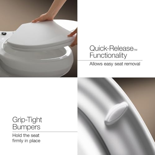 KOHLER K-4774-47 Brevia Elongated Toilet Seatwith Quick-Release Hinges and Quick-Attach Hardware for Easy Clean in Almond