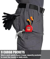 Men's Cargo Work Pants Ripstop Water Resistant Hiking Tactical Military Army Pants with Multi Pockets